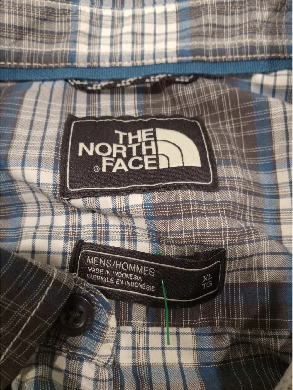 The North Face Shirt Mens XL Blue Gray Plaid Casual Short Sleeve Button Down